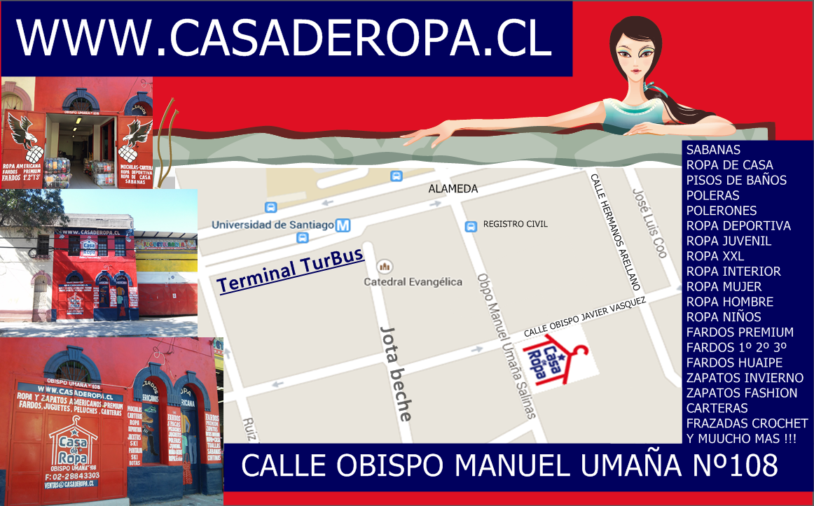 mapa y informaciones sobre sucursal ropa americana